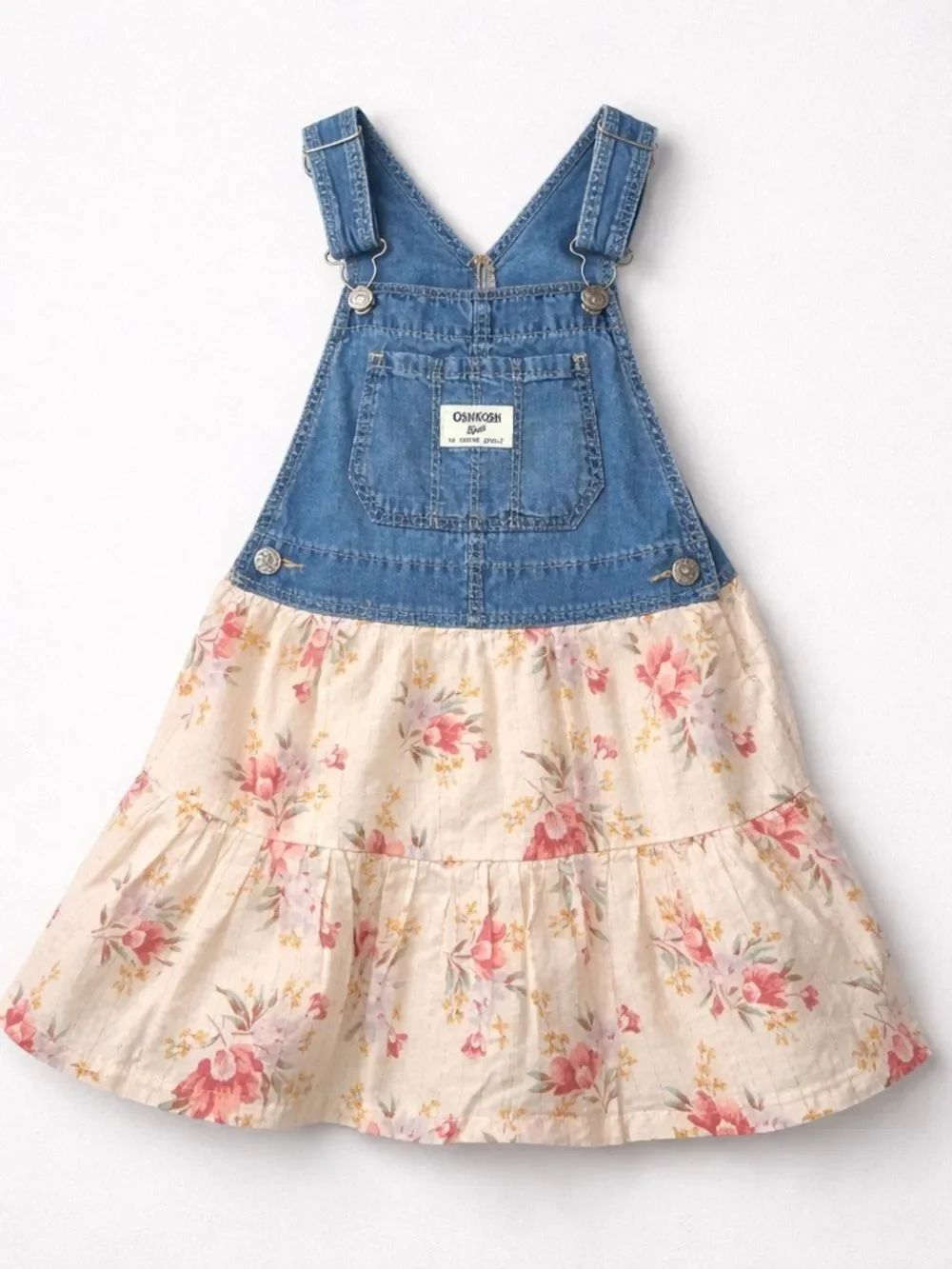 OshKosh B’Gosh denim overall dress with floral skirt size 3T